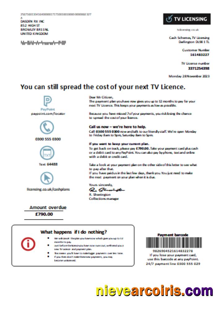 TV Licensing utility business bill